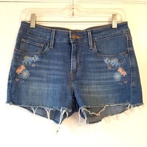 Levi's Blue Jean Shorts with Floral Embroidery
